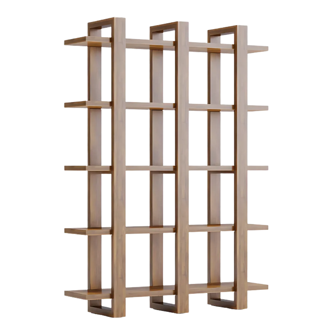 Cubria Wood Book Shelf (Teak) side angle 