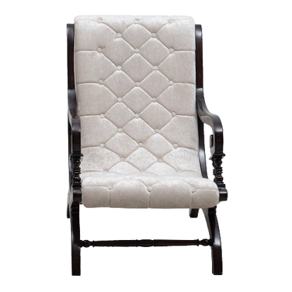 Butros Fabric Upholstered Aaram Chair with FootRest in Brown Silver color front view