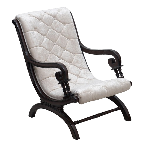 Butros Fabric Upholstered Aaram Chair with FootRest in Brown Silver color 45° side view
