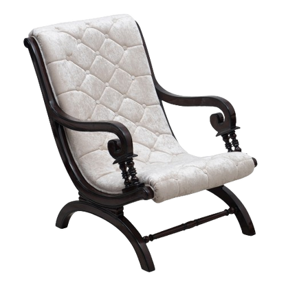 Butros Fabric Upholstered Aaram Chair with FootRest in Brown Silver color 45° side view