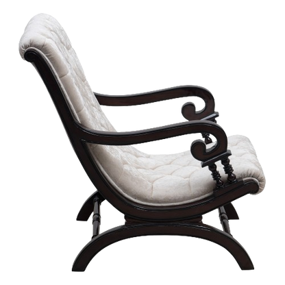Butros Fabric Upholstered Aaram Chair with FootRest in Brown Silver color side view