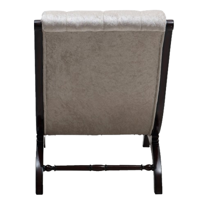 Butros Fabric Upholstered Aaram Chair with FootRest in Brown Silver color backside view