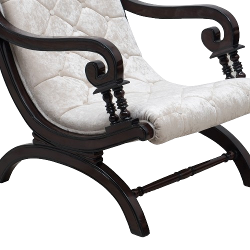 Butros Fabric Upholstered Aaram Chair with FootRest in Brown Silver color zoom view