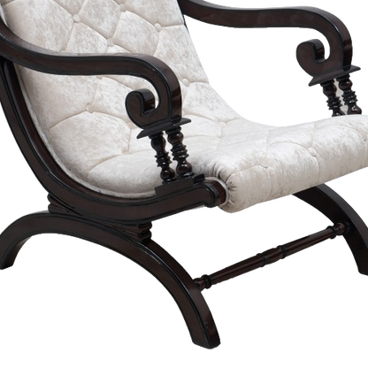 Butros Fabric Upholstered Aaram Chair with FootRest in Brown Silver color zoom view