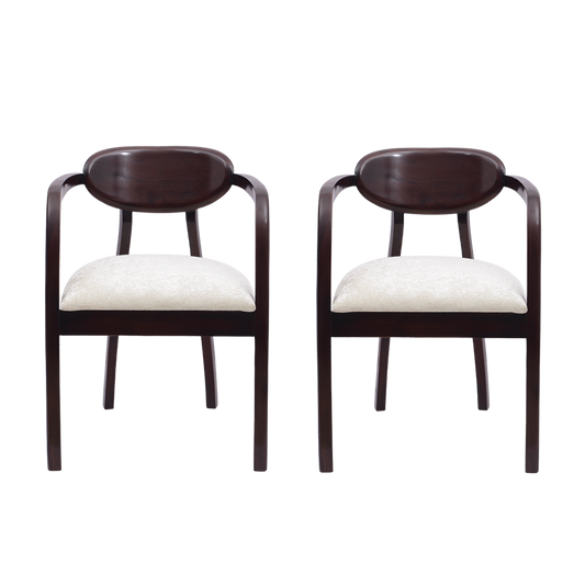 Abetos Teak Wood Arm Chairs (Brown Silver)