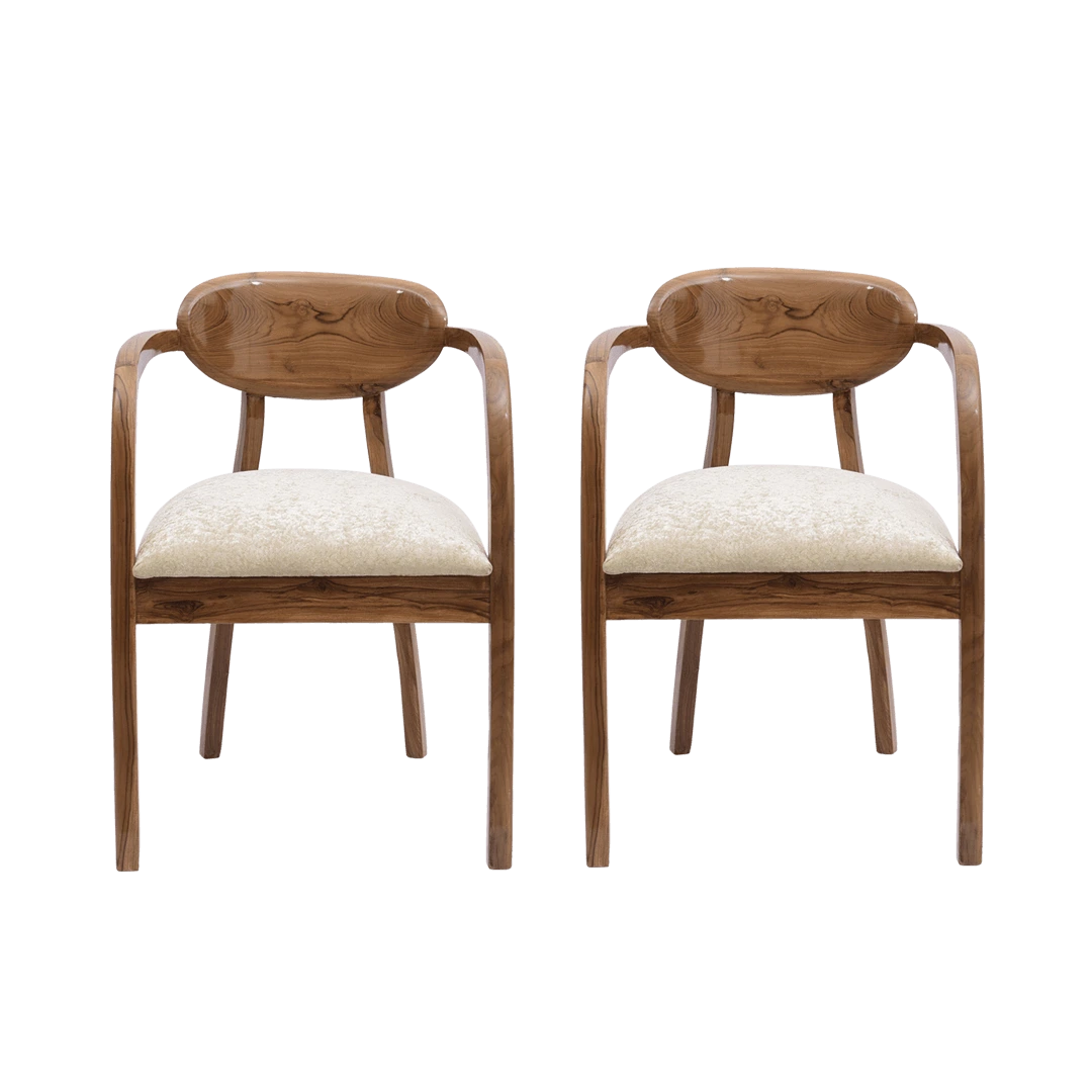 Abetos Teak Wood Arm Chairs in Teak Biege color