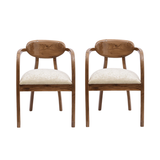 Abetos Teak Wood Arm Chairs in Teak Biege color