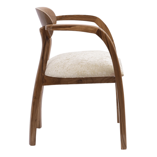 Abetos Teak Wood Arm Chair in Teak Biege color side view