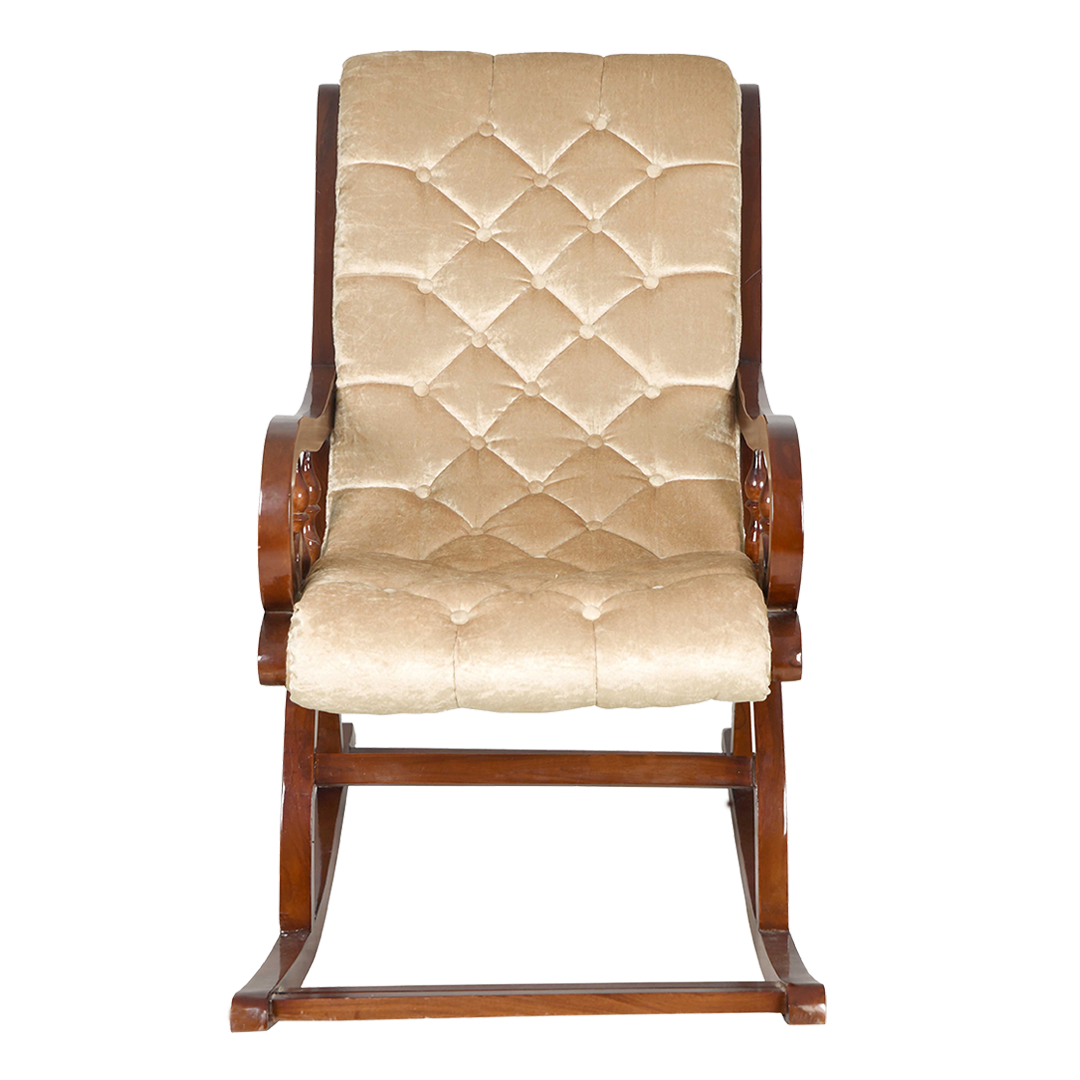Touffy Fabric Upholstered Rocking Chair (Teak Gold)