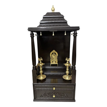 Dakshina Teak Wood Mandap (Dark Brown) front view