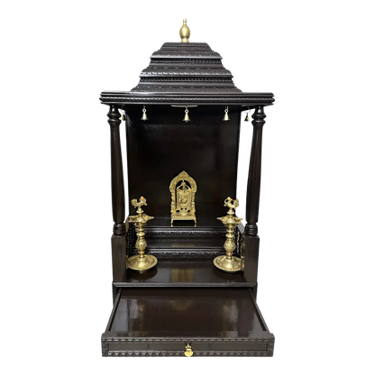 Dakshina Teak Wood Mandap (Dark Brown) open door view