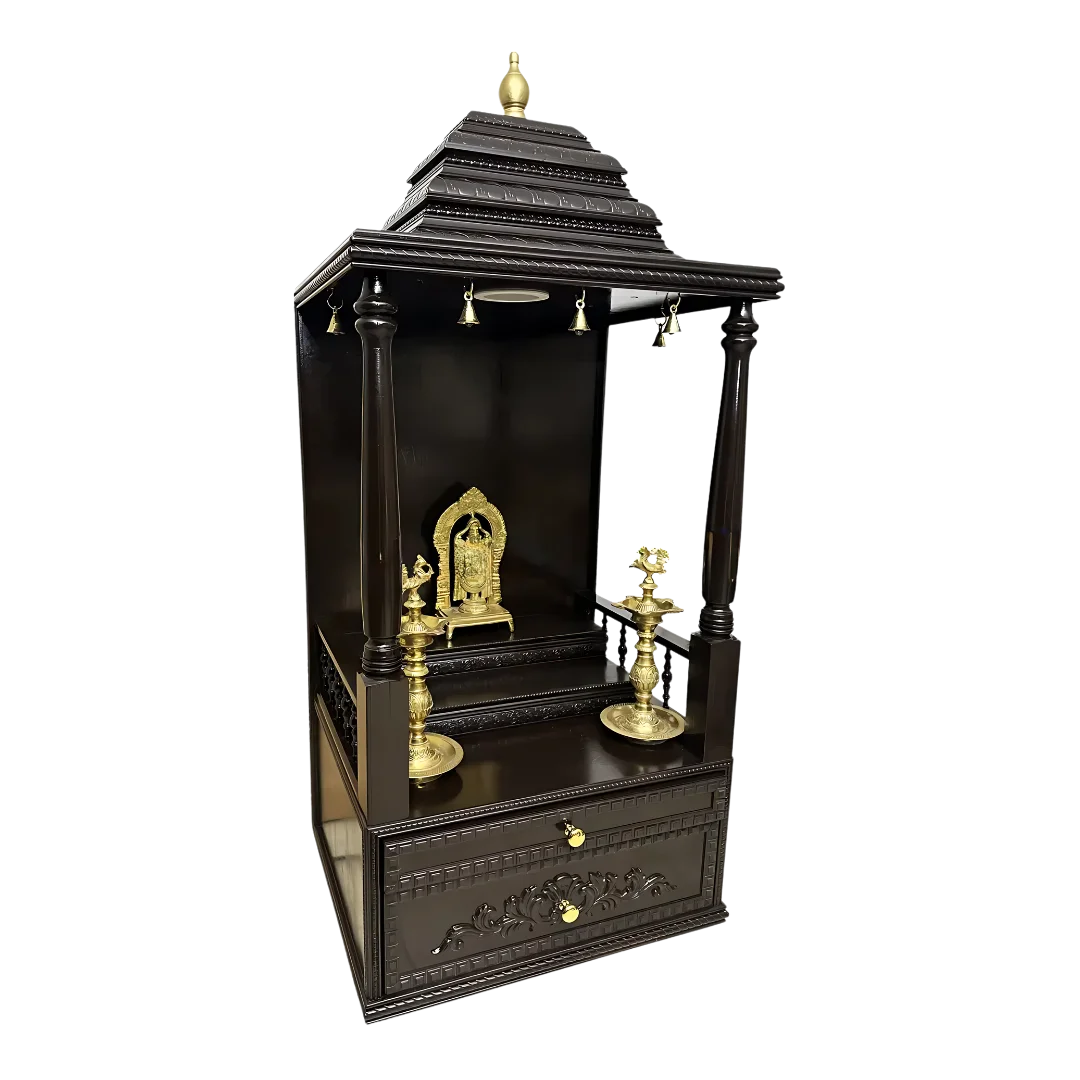 Dakshina Teak Wood Mandap (Dark Brown) side view
