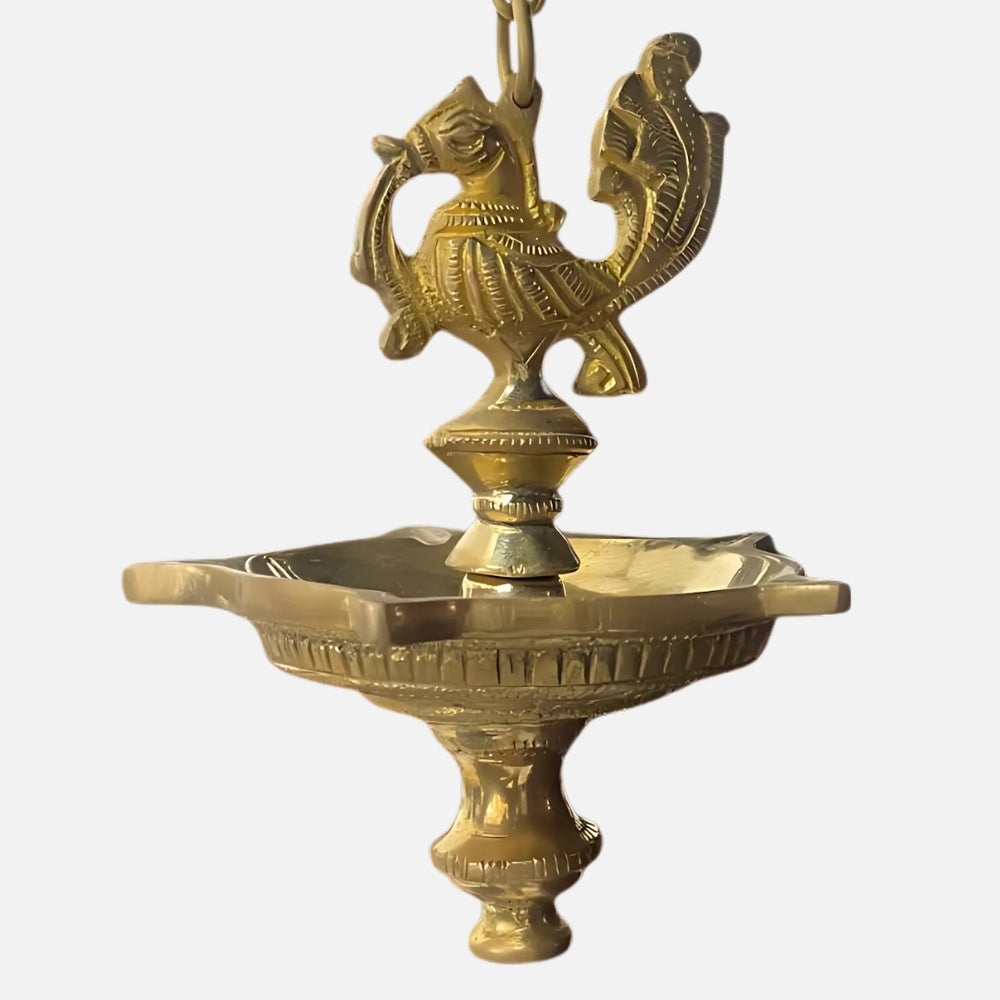 Deepanjali Brass Hanging Diya close view 