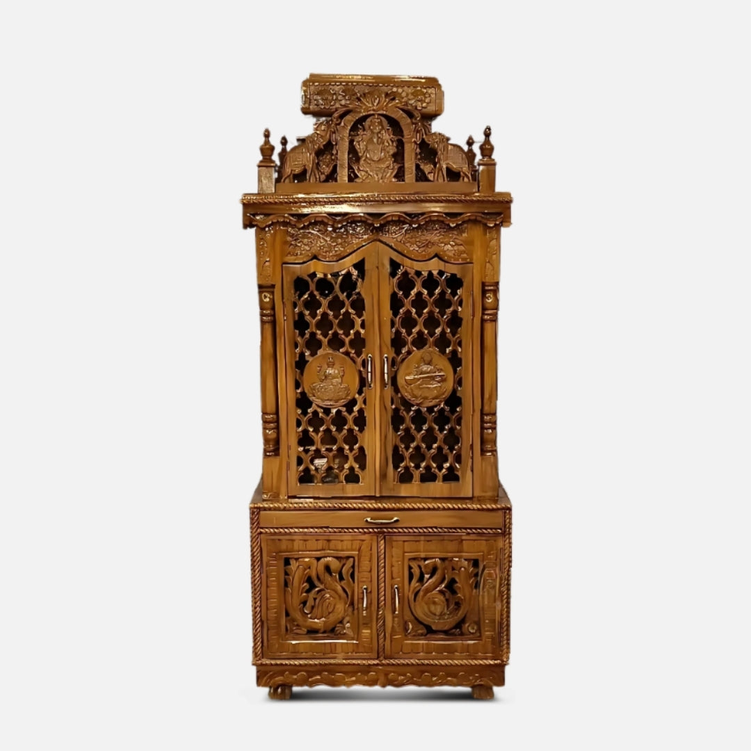 Deepashri Teak Wood Mandap with Door - Teak