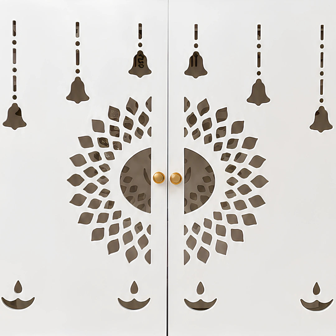 Devakriti Teak Wood Pooja Mandir With Doors (White) Zoom view on Doors