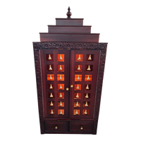 Devalaya Teak Wood Mandir (Brown) front view with light 