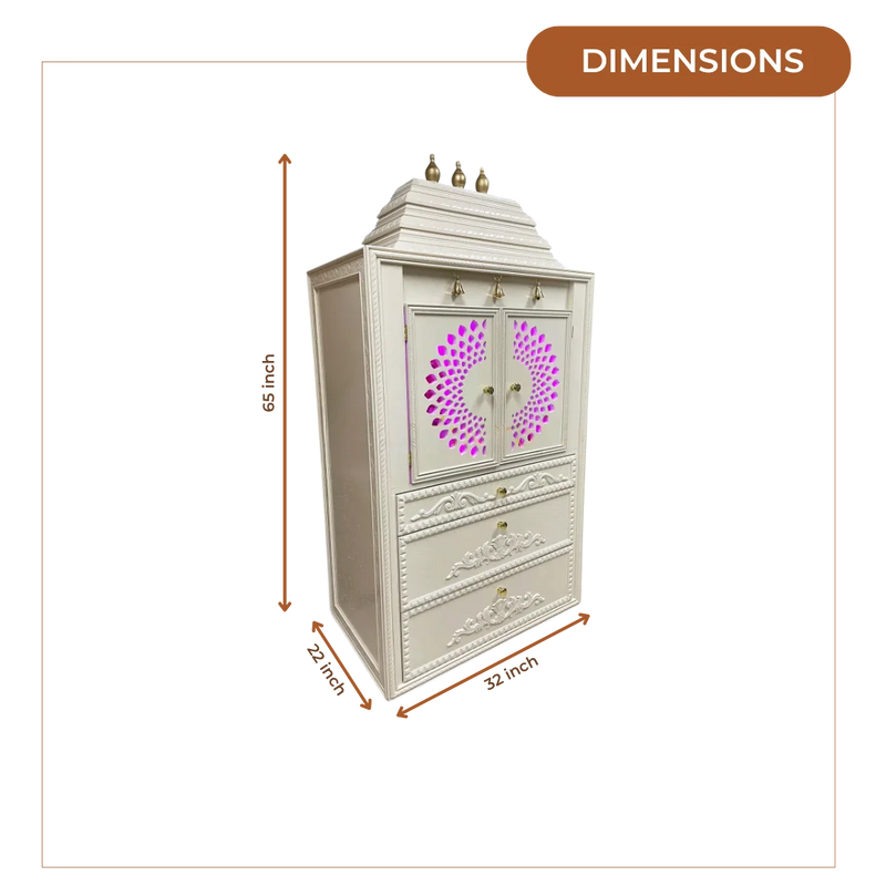 Devashala Teak Wood Mandap (White) dimensions