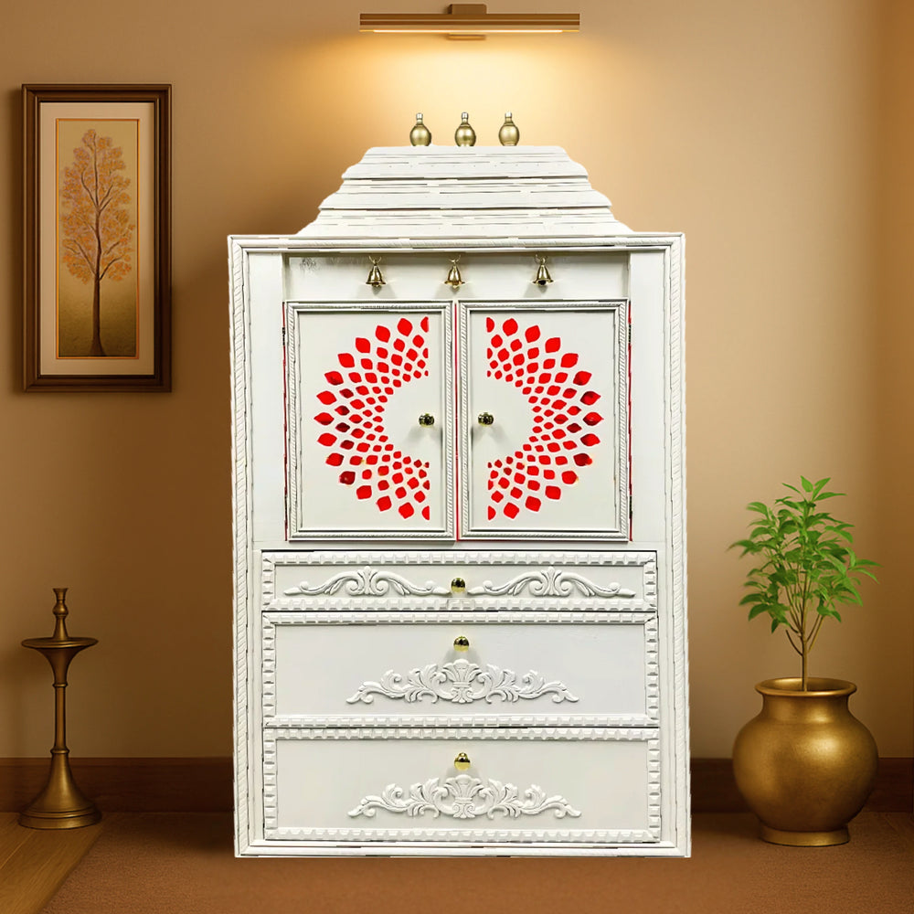 Devashala Teak Wood Mandap (White) lifestyle view