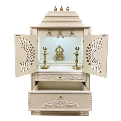 Devashala Teak Wood Mandap (White) open door view