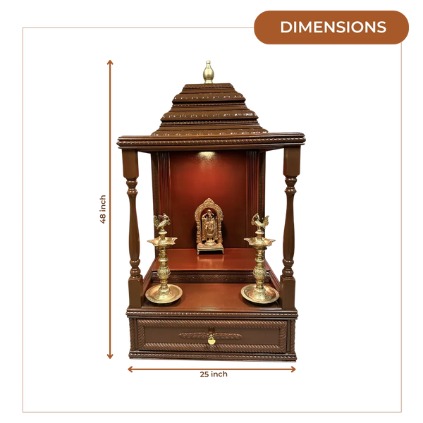 Devashraya Teak Wood Mandir (Brown) dimensions