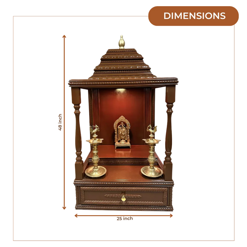 Devashraya Teak Wood Mandir (Brown) dimensions