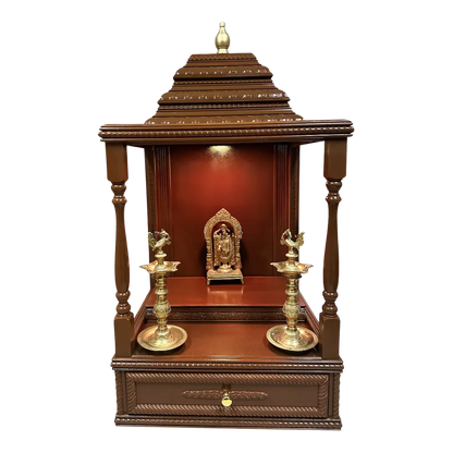 Devashraya Teak Wood Mandir (Cherry) front view