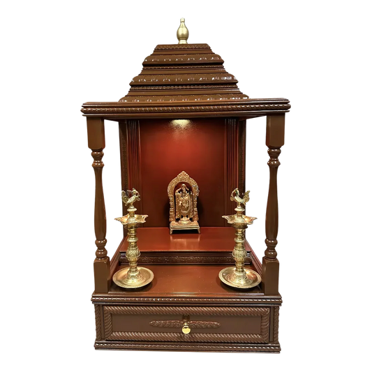 Devashraya Teak Wood Mandir (Cherry) front view