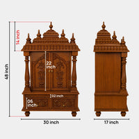 Devayan Teak Wood Pooja Mandir With Doors (Teak) Dimensions