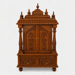 Devayan teak wood pooja mandir with doors teak color