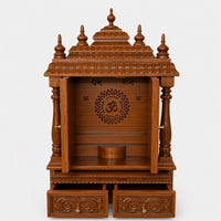 Devayan Teak Wood Pooja Mandir With Doors (Teak) Open Doors View