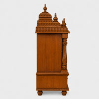 Devayan Teak Wood Pooja Mandir With Doors (Teak) Side Angle