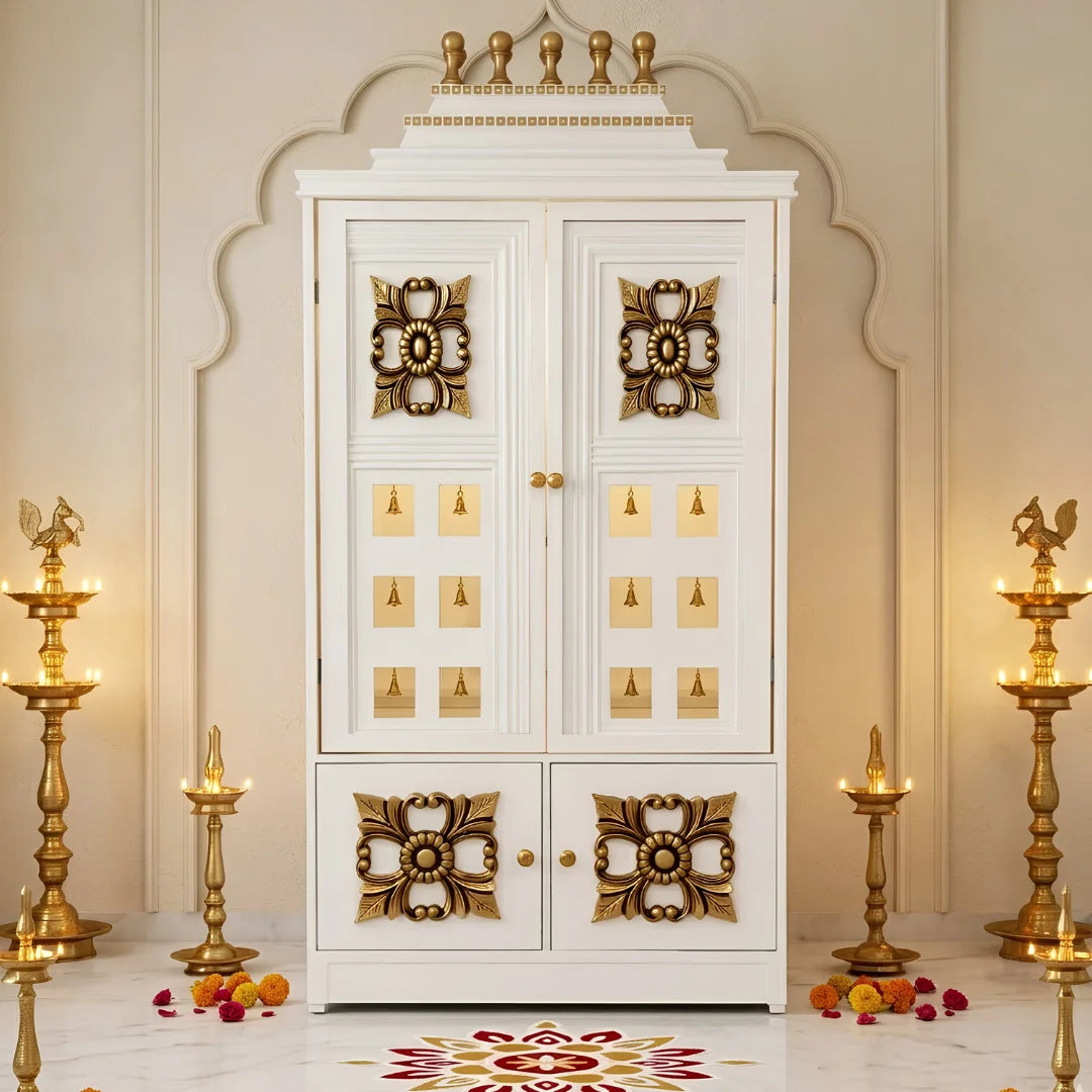 Devkosh Teak Wood Mandap (White) lifestyle image