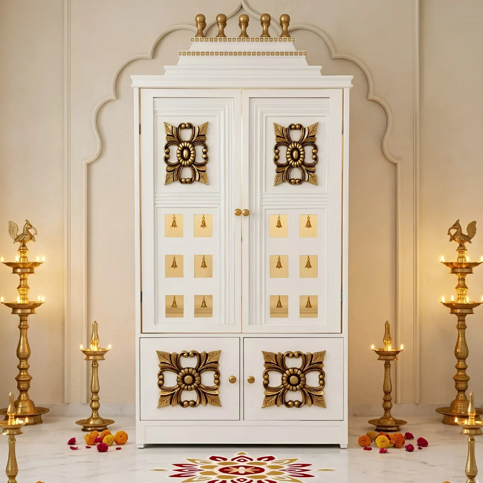  Devkosh Teak Wood Mandap - White