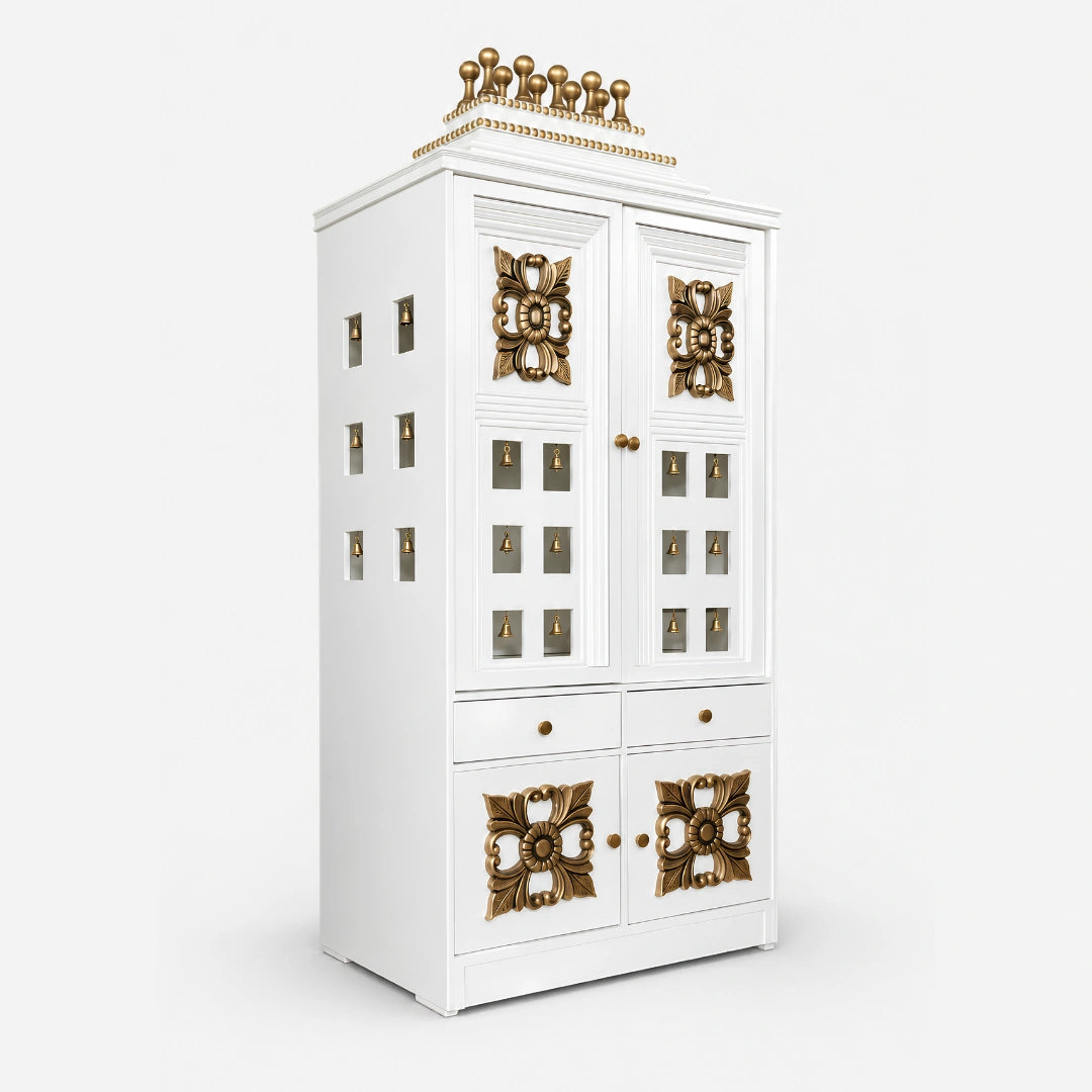 Devkosh Teak Wood Mandap (White) Side angle