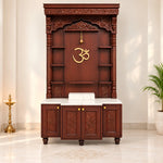 Devstambh teak wood pooja mandir with doors brown color