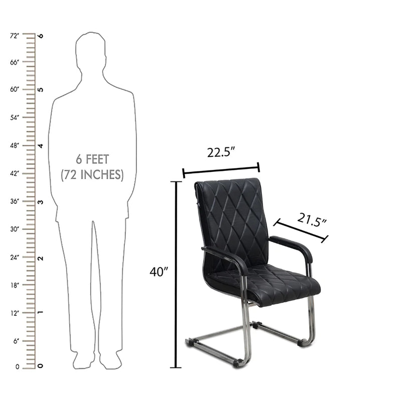 Dexonv Visitor Chair with Armrest (Black) Dimensions
