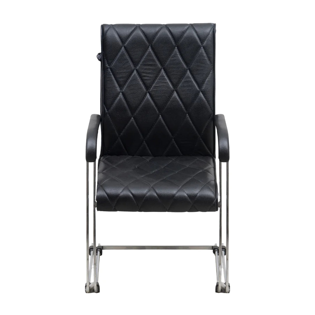 Dexonv Visitor Chair with Armrest (Black) Front  view