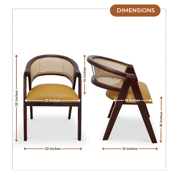  Deymar Teak Wood Arm Chairs (Brown Yellow) dimensions image 