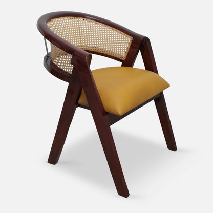 Deymar Teak Wood Arm Chairs (Brown Yellow) side angle 