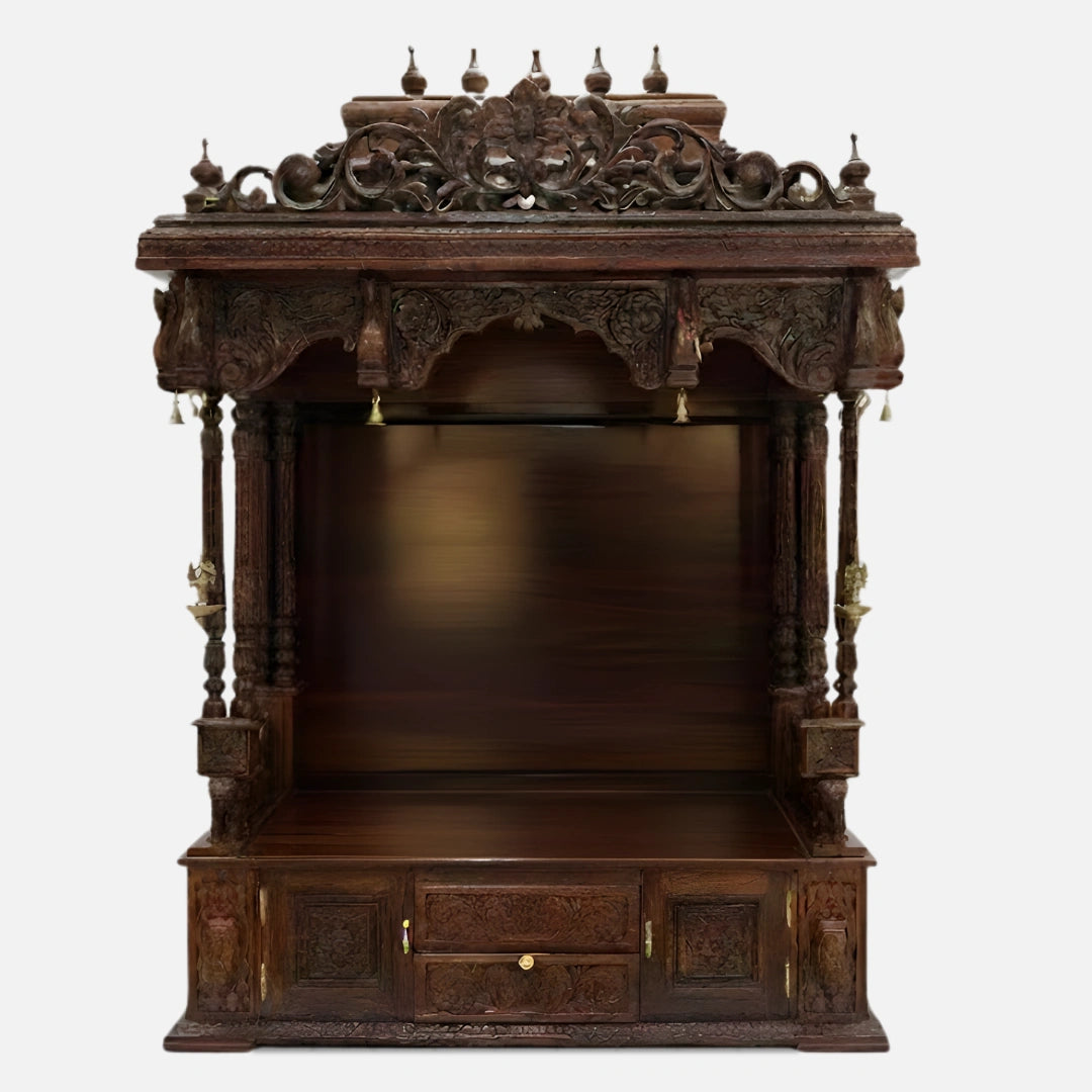 Dharmapeeth Teak Wood Mandap (Brown) front view