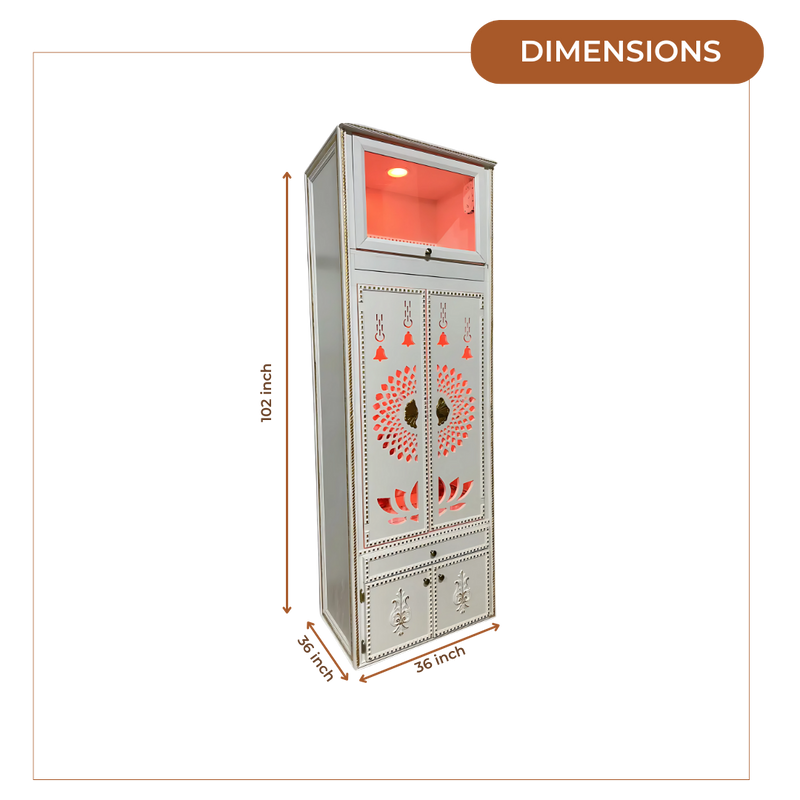 Dhyansthal Teak Wood Mandap (White) dimensions