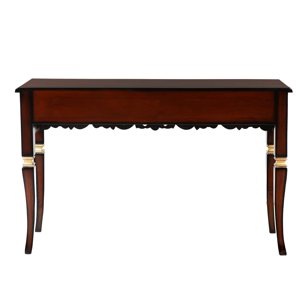 Dignify Solid Wood Console Table in Brown Gold color back view