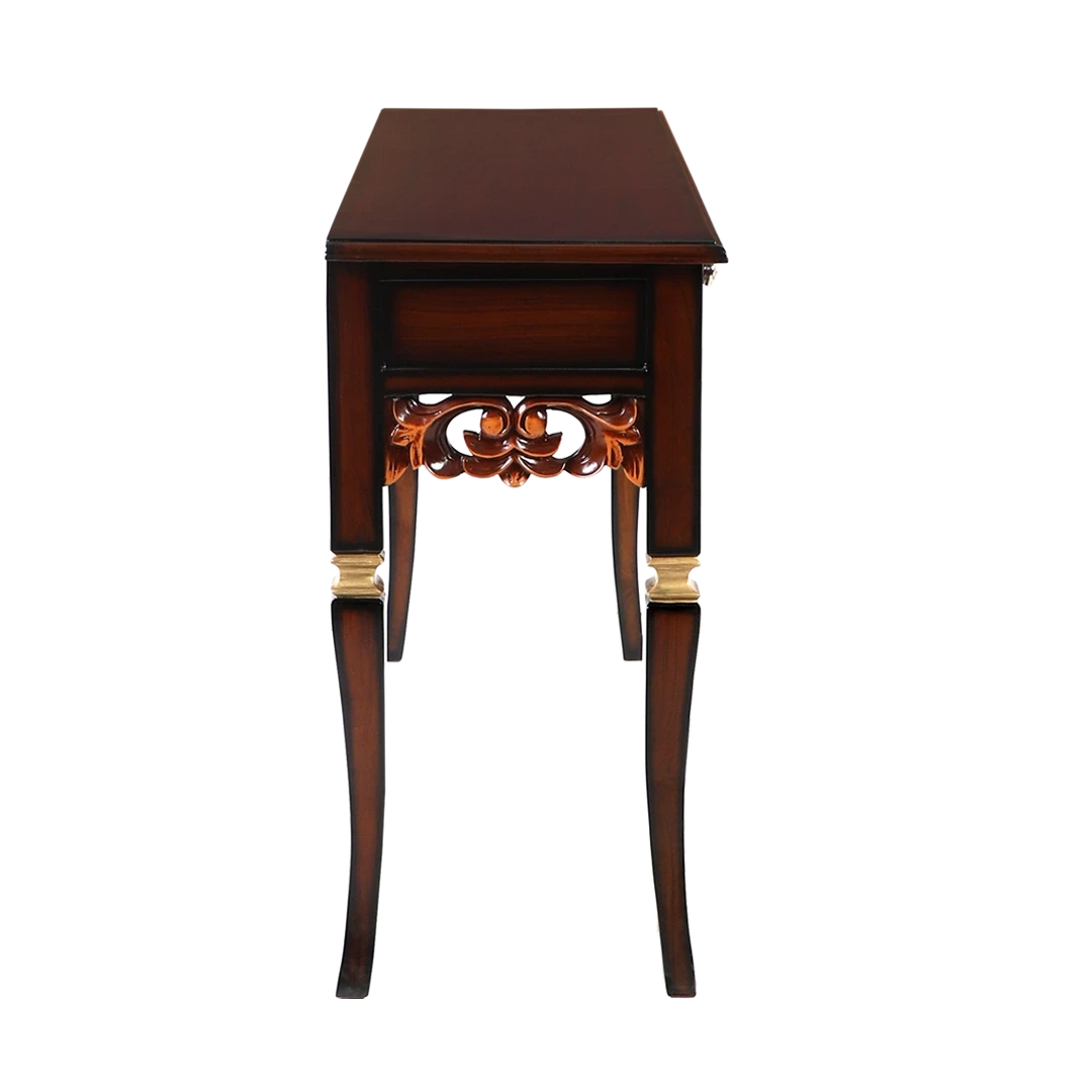 Dignify Solid Wood Console Table in Brown Gold color side view