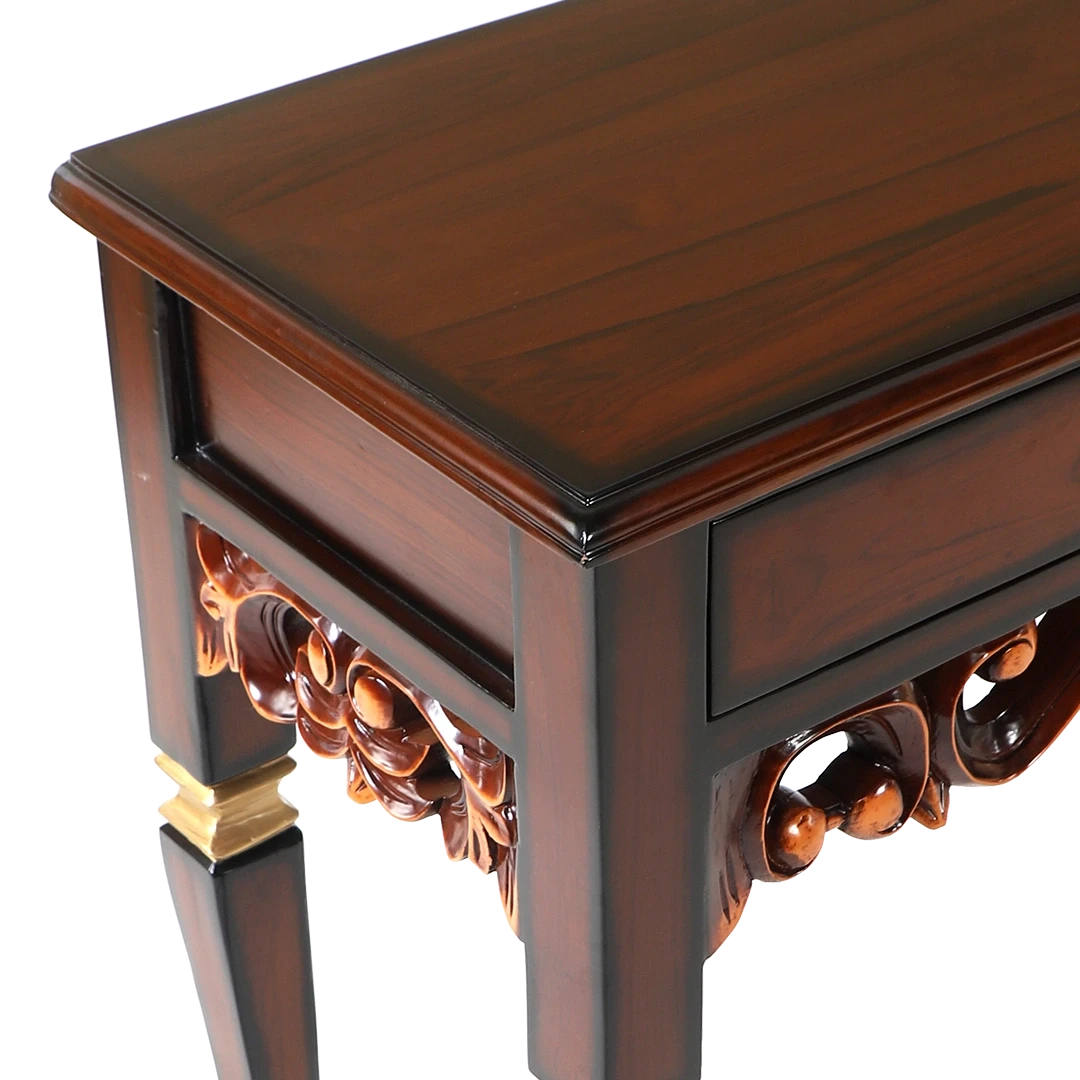 Dignify Solid Wood Console Table in Brown Gold color zoom view