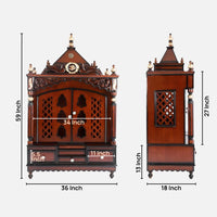 Dimensions Image of Antarusya Large Floor Rested Pooja Mandir For Home with Door (Brown)