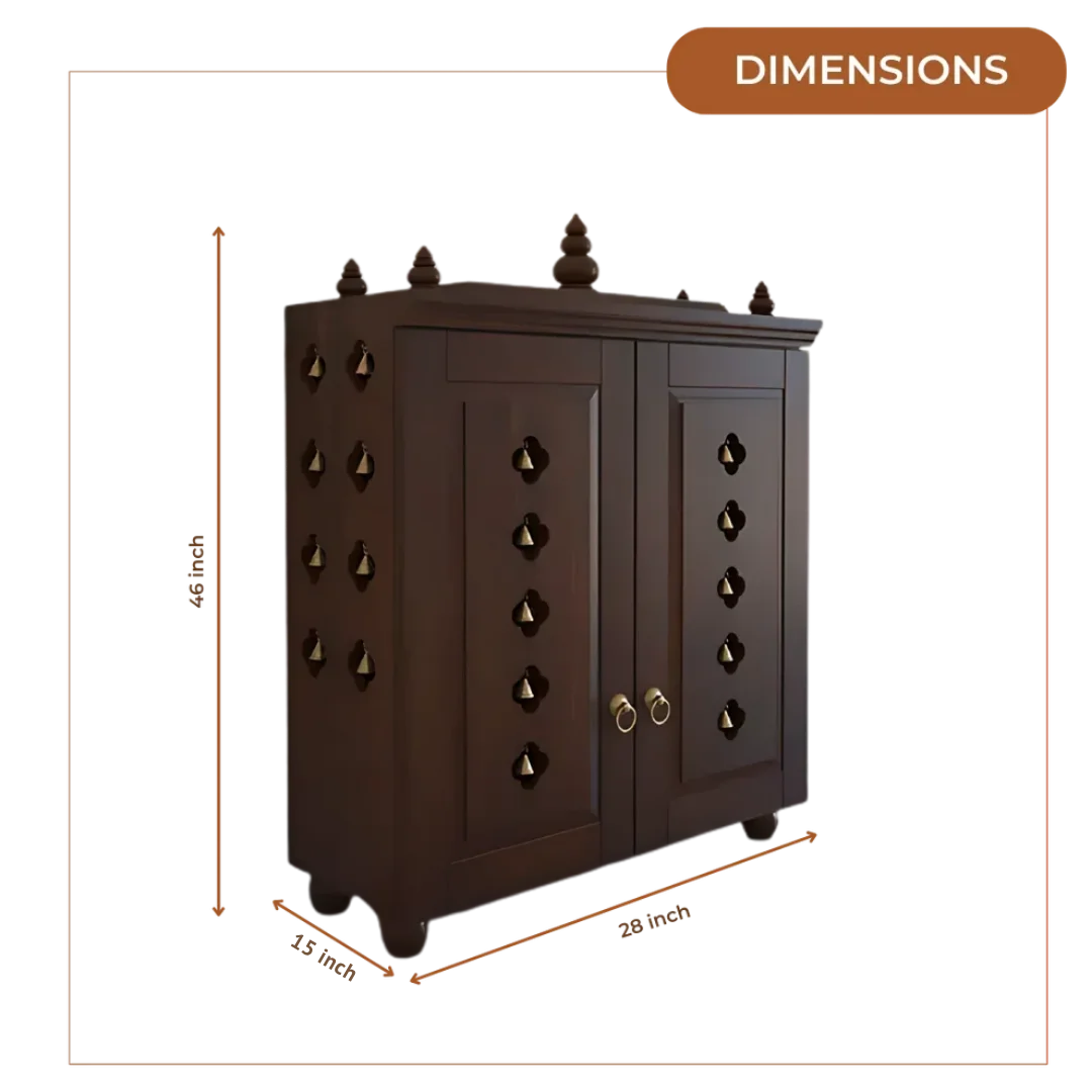 Aravaya Pooja Mandir with Door (Wenge) Dimension
