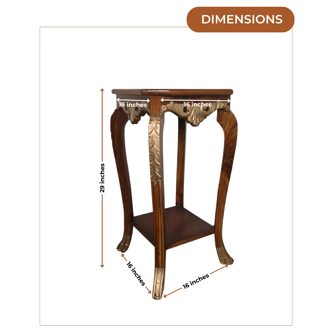 Dimensions Image of Vista Teak Wood Planter Table (Teak)