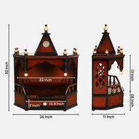 Dimensions of Pratishtha Solid Wood Wall Mount Pooja Mandir (Brown)