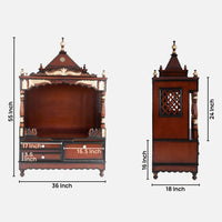 Dimensions image of Sacred Home Large Floor Rested Pooja Mandir without Door (Brown Gold)