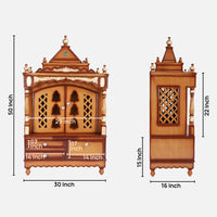 Dimensions image of Sacred Space Large Floor Rested Pooja Mandir with Door (Teak Gold)